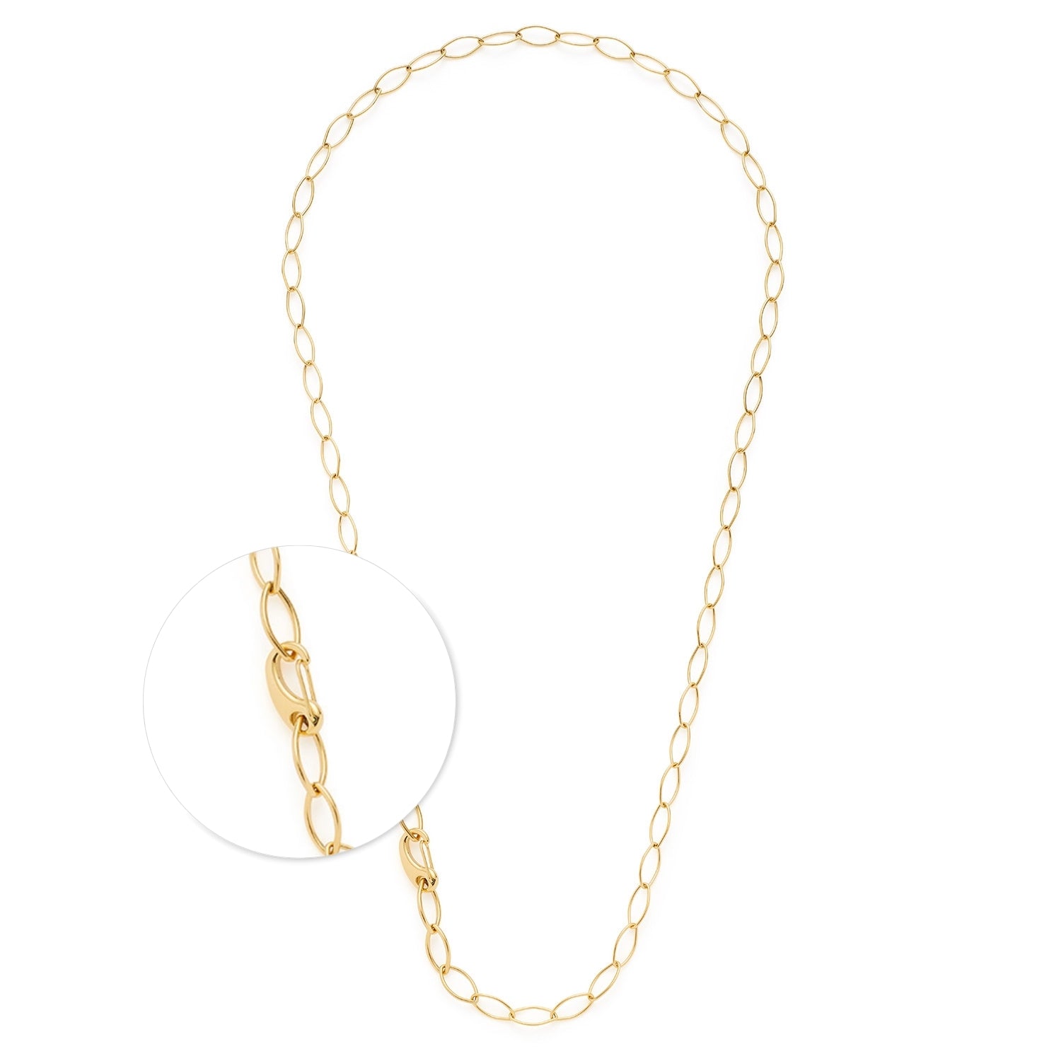 Halskette TORY 80 cm gold, Gliederkette mit Detailansicht der Verschlussvorrichtung