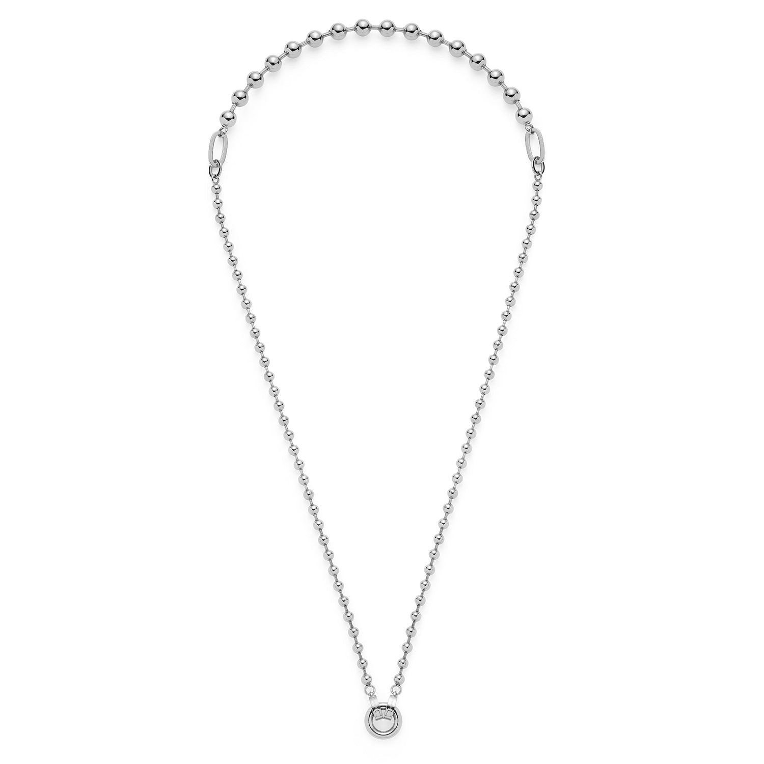 Halskette DOTTY silber mit Kugelkette oben und feiner Kette unten, Anhänger mit Kreis