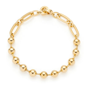 Armband DOTTY gold mit Kugelgliedern und Clip-Verschluss auf weißem Hintergrund