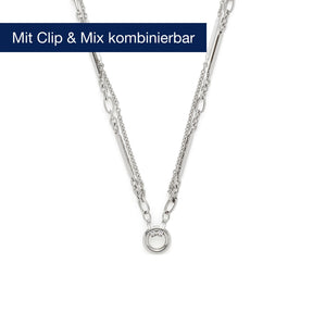 Silberne Halskette GRACE 80 cm Clip & Mix mit Kettengliedern und rundem Anhänger