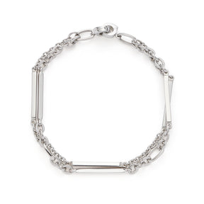 Silbernes Armband GRACE Clip & Mix mit rechteckigen und geflochtenen Kettengliedern