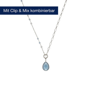 Halskette VICKY 50 cm Clip & Mix mit blauem Glastropfen-Anhänger