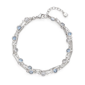 Armband VICKY mit silberfarbenen Kettengliedern und blauen sowie klaren Glassteinen