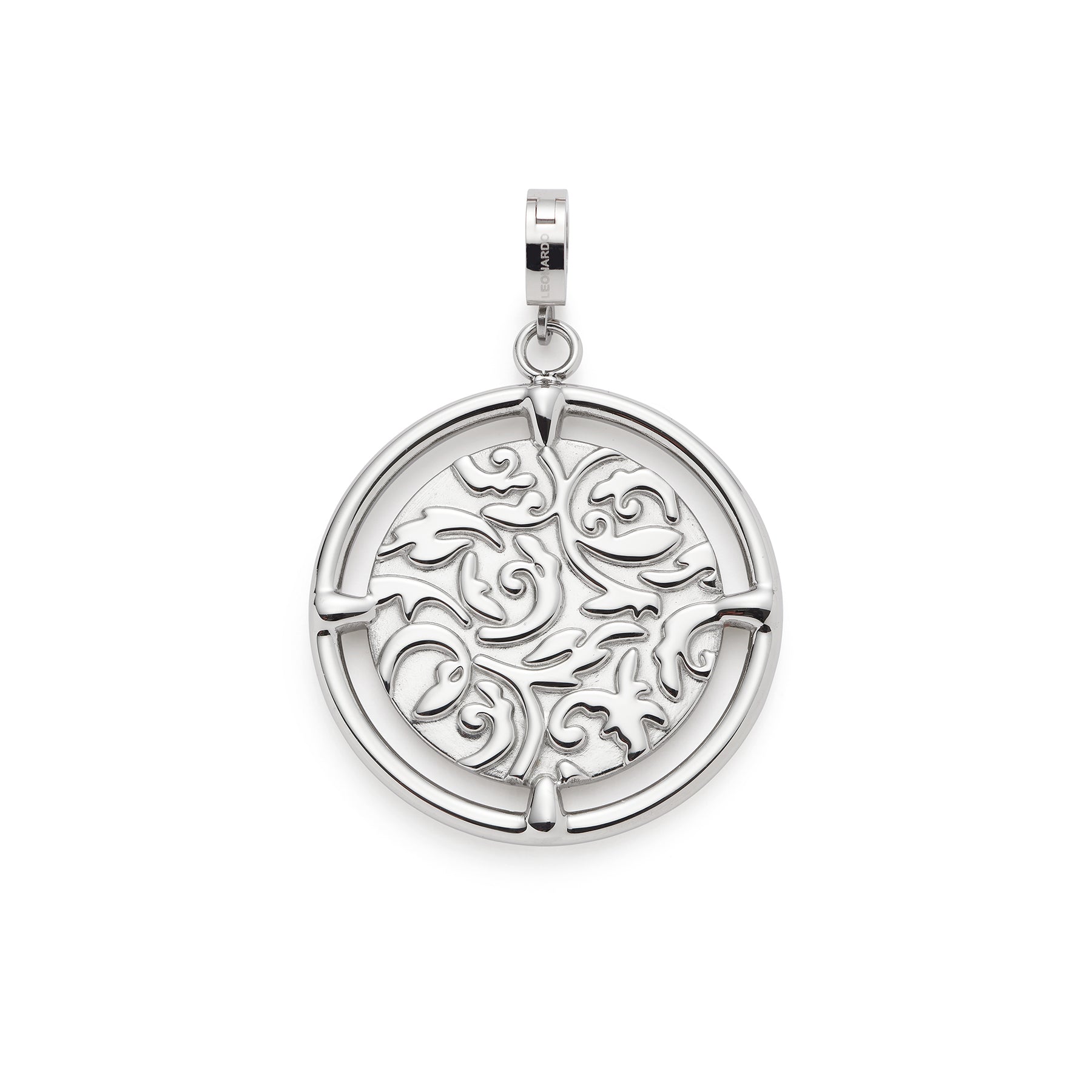Anhänger TERRY Clip & Mix mit ornamentalem Muster, silber, Edelstahl, rund