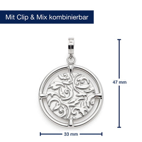 Anhänger TERRY Clip & Mix, Edelstahl silber, mit Massangaben