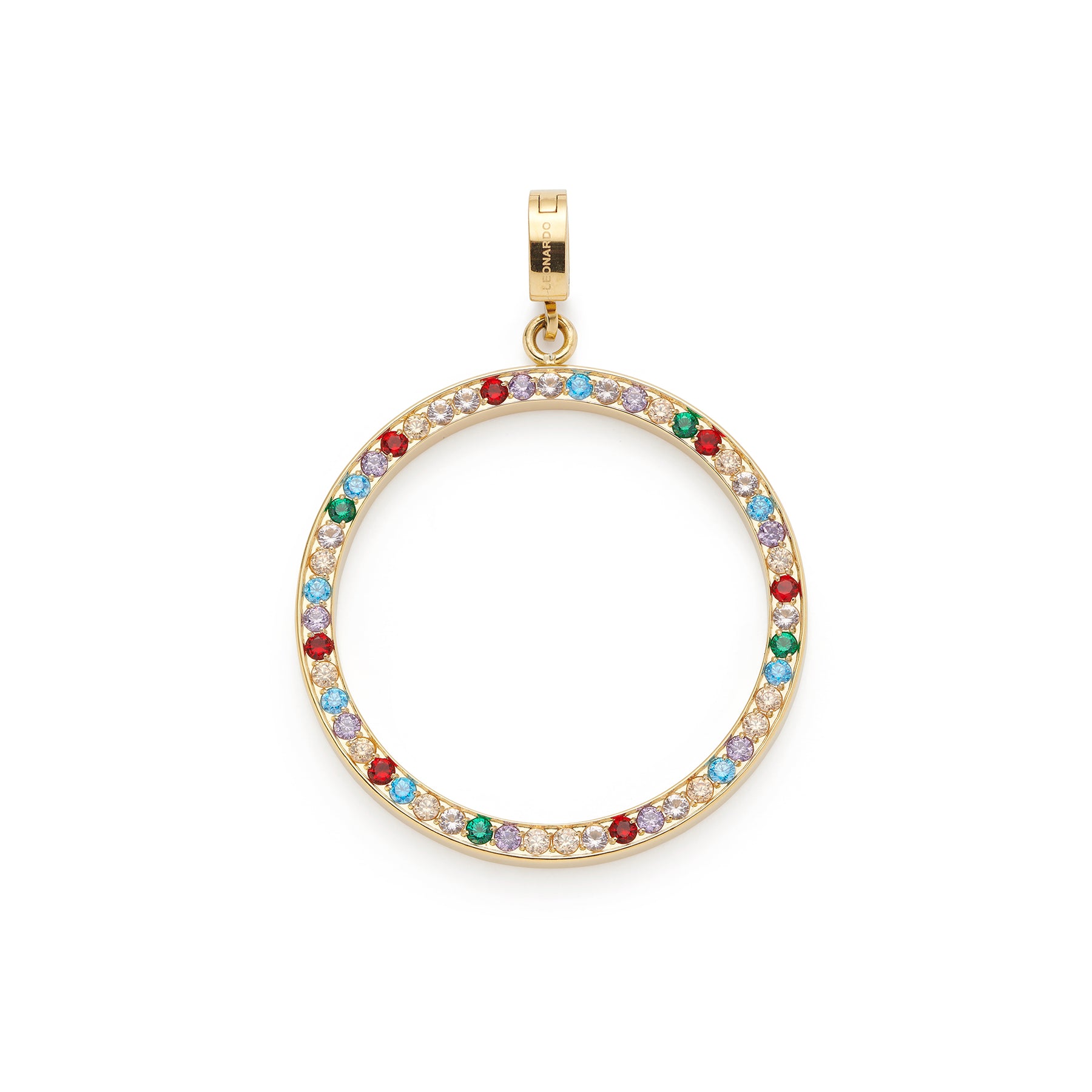 Anhänger CLARENCE gold Clip & Mix mit mehrfarbigen Glassteinen in Ringform