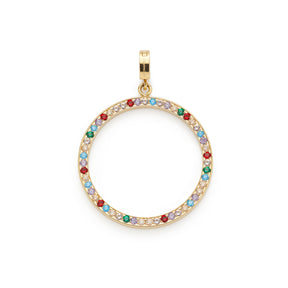 Anhänger CLARENCE gold Clip & Mix mit mehrfarbigen Glassteinen in Ringform