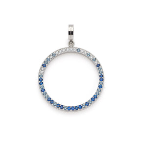 Anhänger CLARENCE blue Clip & Mix, silberner Kreisring mit blauen Glassteinen besetzt
