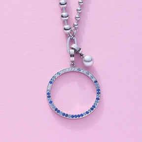 Anhänger CLARENCE blue Clip & Mix an Kugelkette mit Perle, rosa Hintergrund