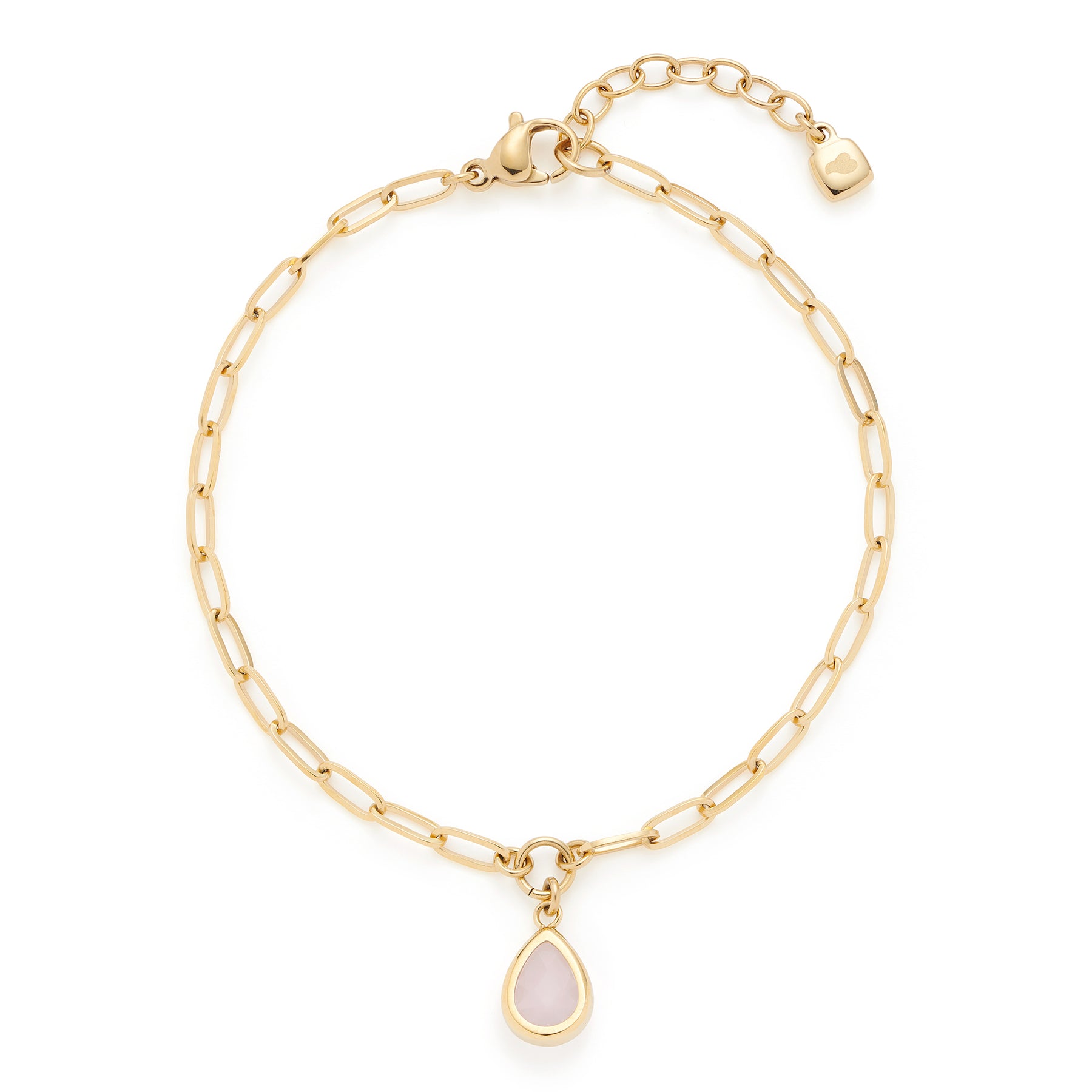 Armband ROSY gold CIAO mit Kettengliedern und ovalem Glasanhänger in Roséton