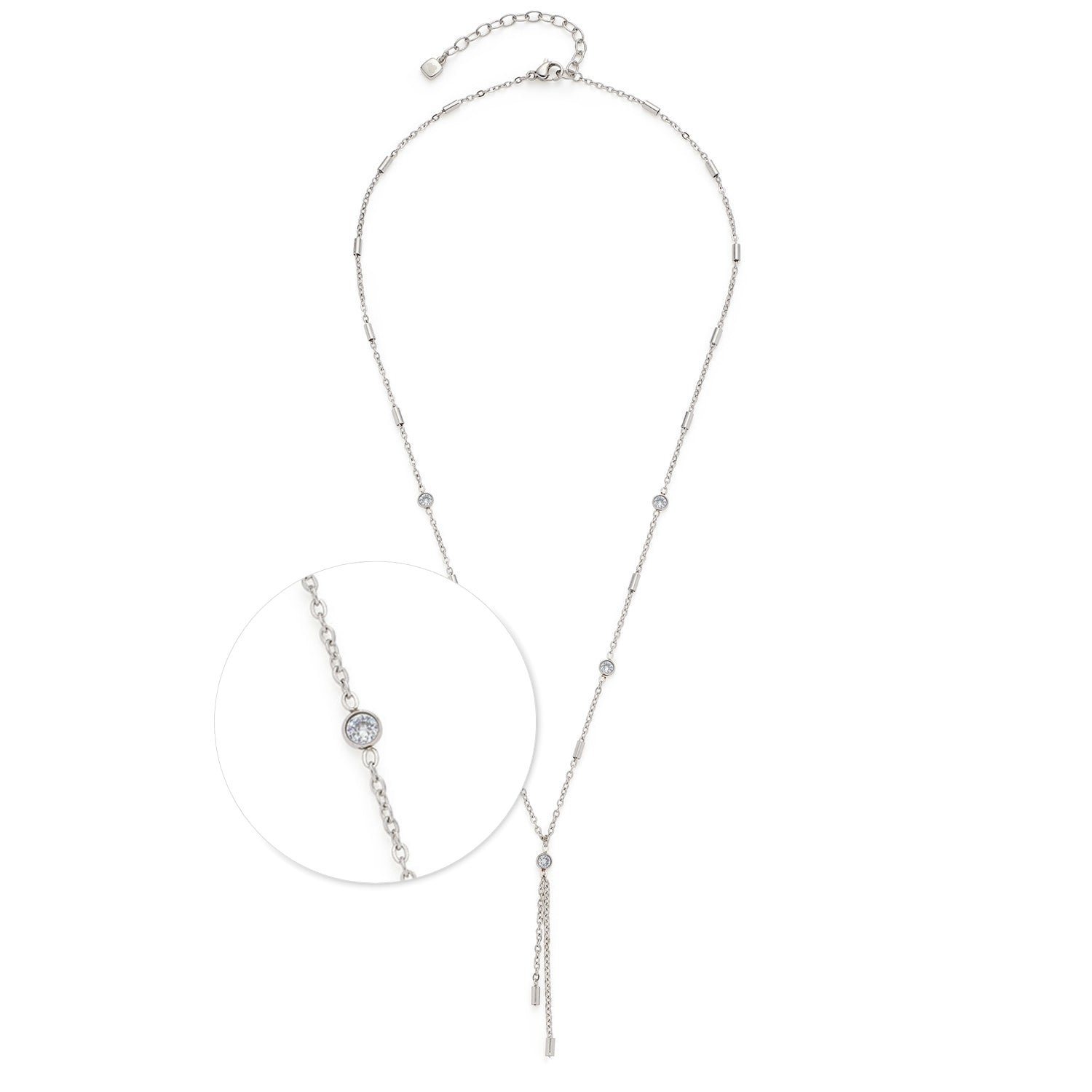 Silberne Halskette FRANCIS mit Glasperlen und Kettenanhänger, Detailansicht
