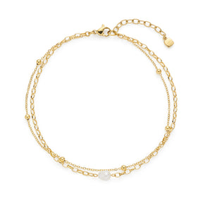Fußkette CLEO gold CIAO mit doppelter Kette und Süßwasserperle