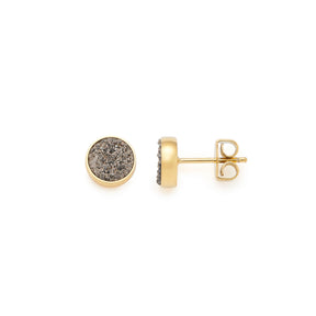 Ohrstecker ODELLE gold mit grauem Achat, Frontal- und Seitenansicht