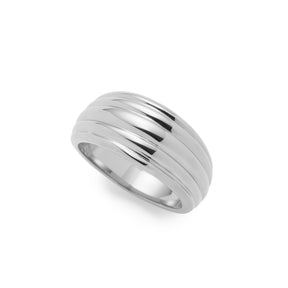 Ring ELISABETH 21 aus Edelstahl mit gerilltem Muster, Seitenansicht