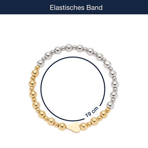 Armband PHILINE gold mit Perlen in Silber und Gold, elastisch, Größenangabe 19 cm