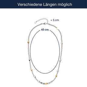 Massangaben zur Halskette VEJA mit Längenvarianten und Verlängerungskette