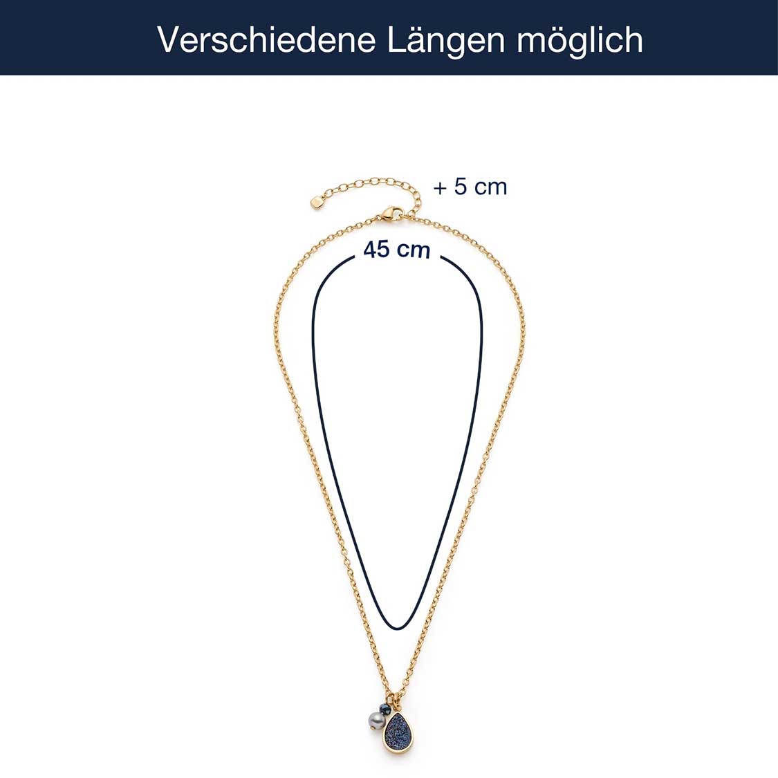 Massangaben zu Halskette ALINE 45 cm gold