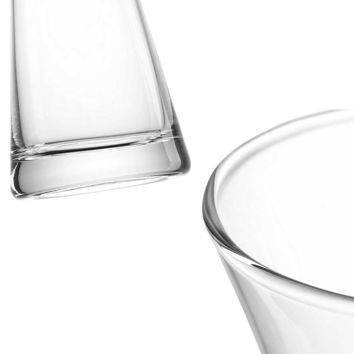 Solifleurvase GIA aus klarem Glas, Detail des Randes und der Form