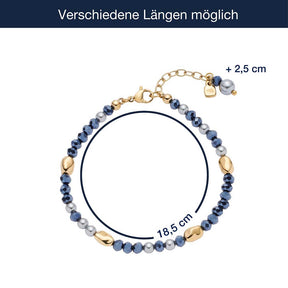 Massangaben zu Armband ALINE gold mit blauen Glasperlen