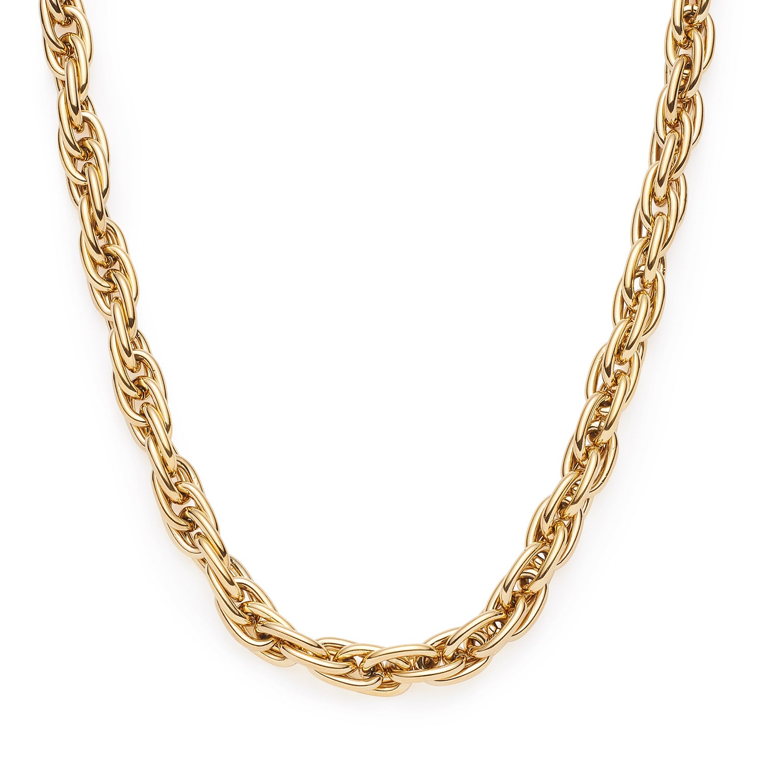Halskette SINA 45cm gold, Gliederkette in Spiraloptik vor weissem Hintergrund