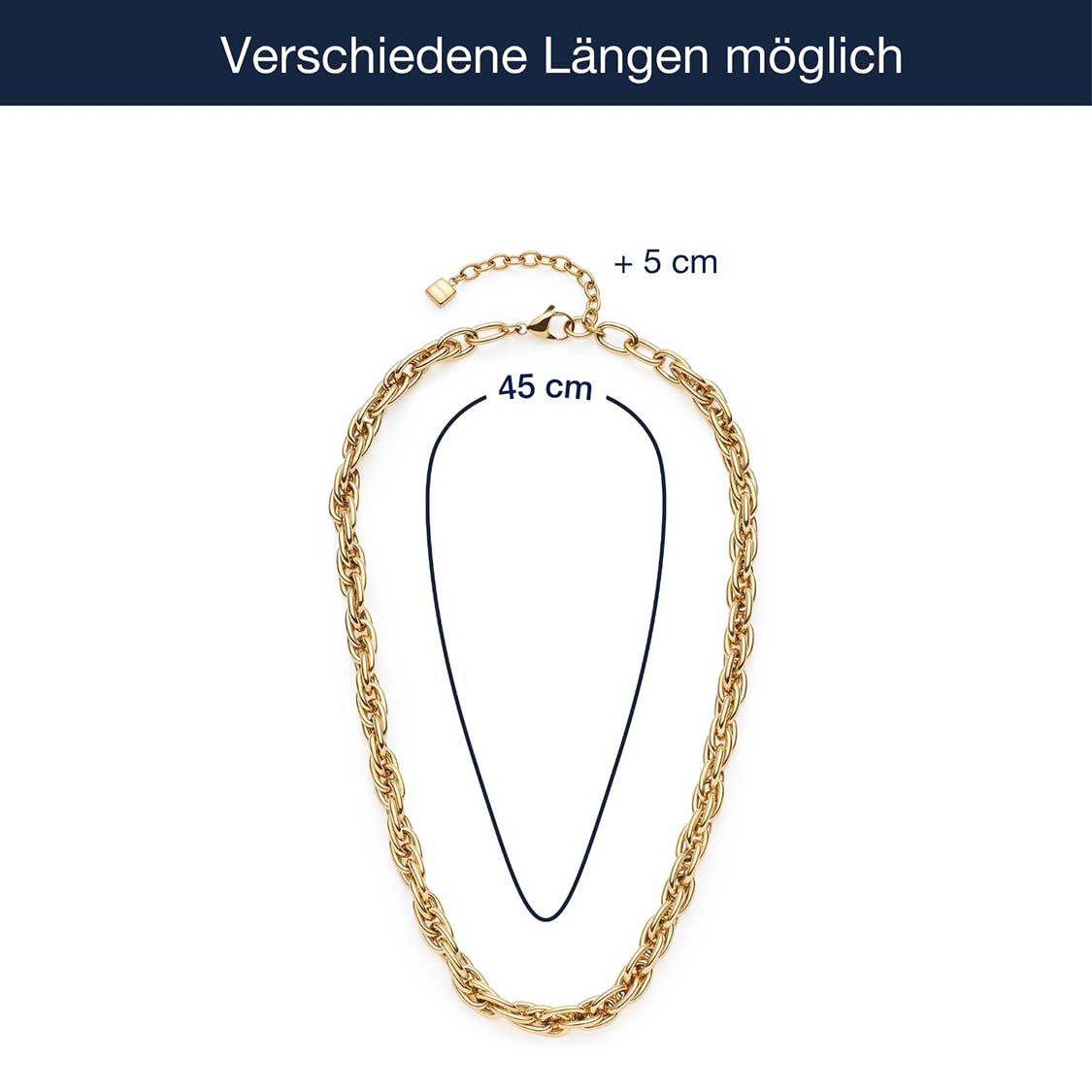Massangaben zu Halskette SINA 45cm gold