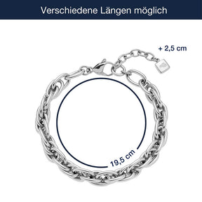 Massangaben zum Armband Sina, silberne Gliederkette mit Verschluss
