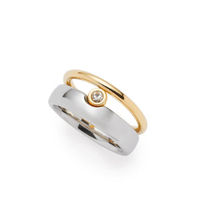 Ring CLAIRE 17 aus Silber und Gold mit Diamant, Draufsicht