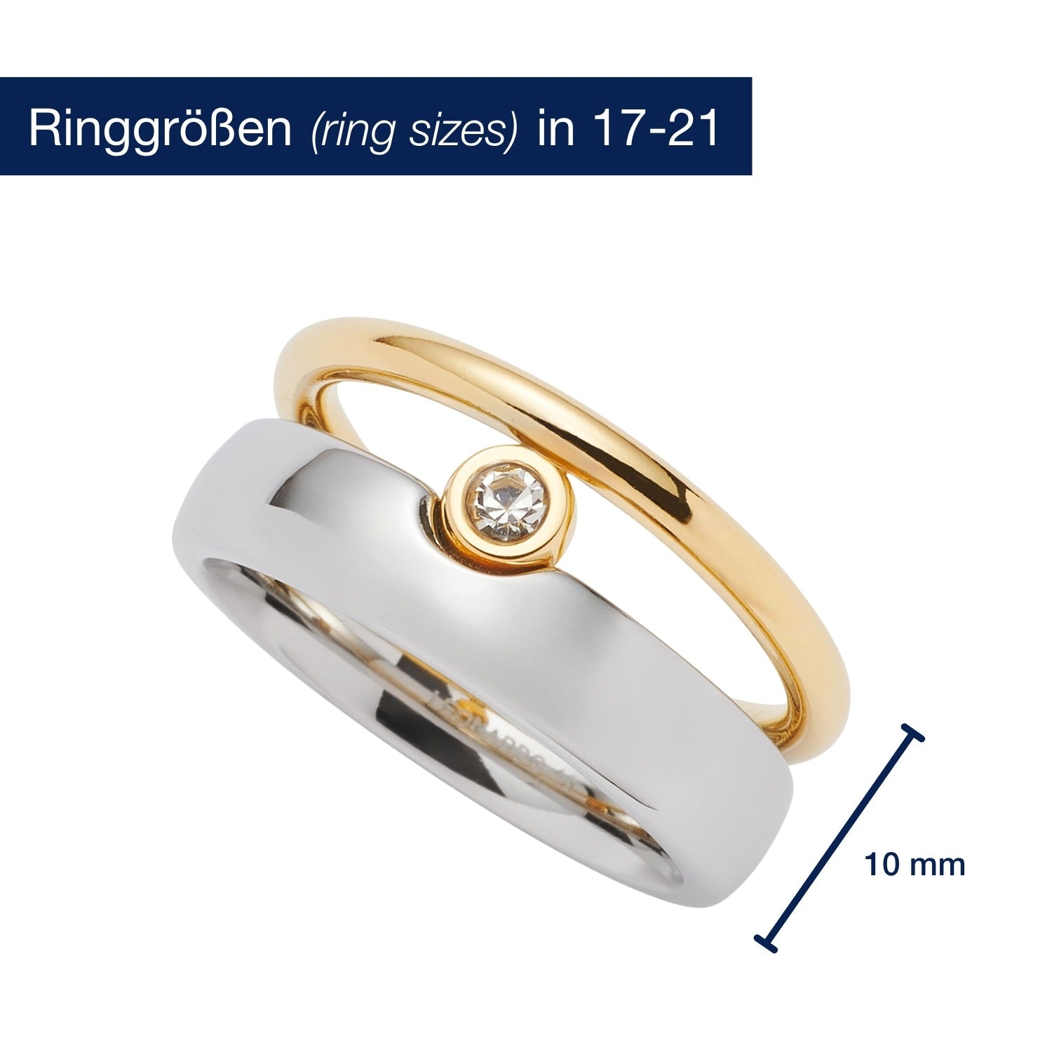 Massangaben zu Ring CLAIRE 21, zwei-farbig mit Zirkonia
