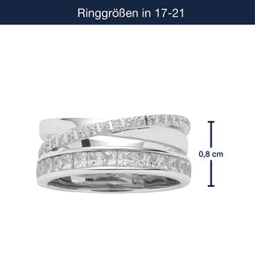 Massangaben zu Ring SARAH 17, silberner Edelstahlring mit Zirkoniasteinen