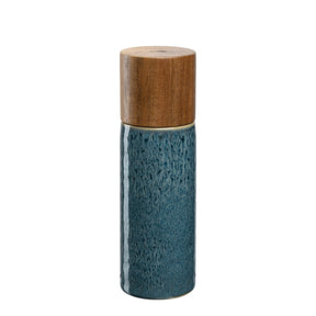 Gewürzmühle MATERA mit blauem Keramikbehälter und Holzdeckel