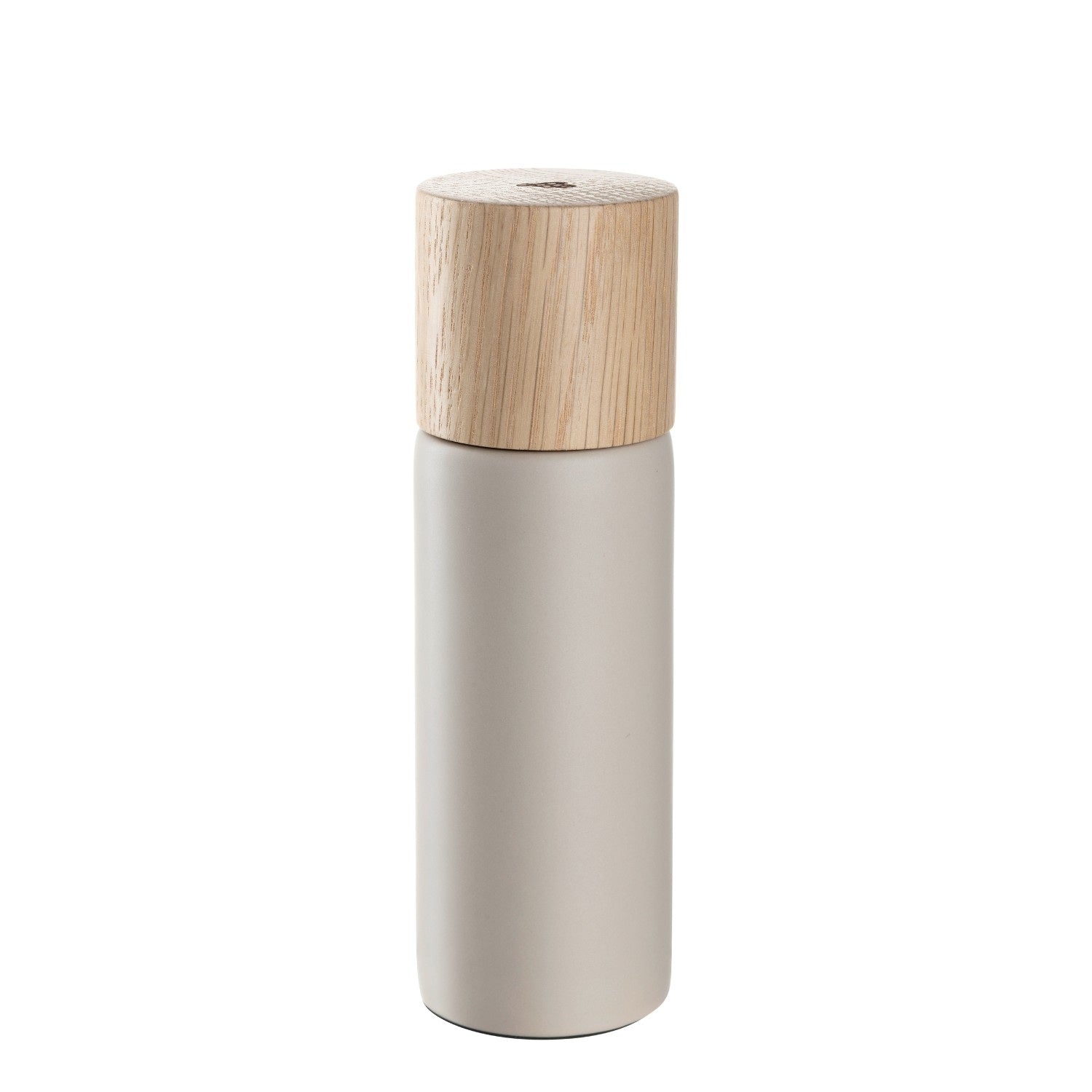 Gewürzmühle ROMA beige mit Bucheholzdeckel und zylindrischem Behälter