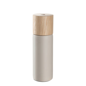 Gewürzmühle ROMA beige mit Bucheholzdeckel und zylindrischem Behälter