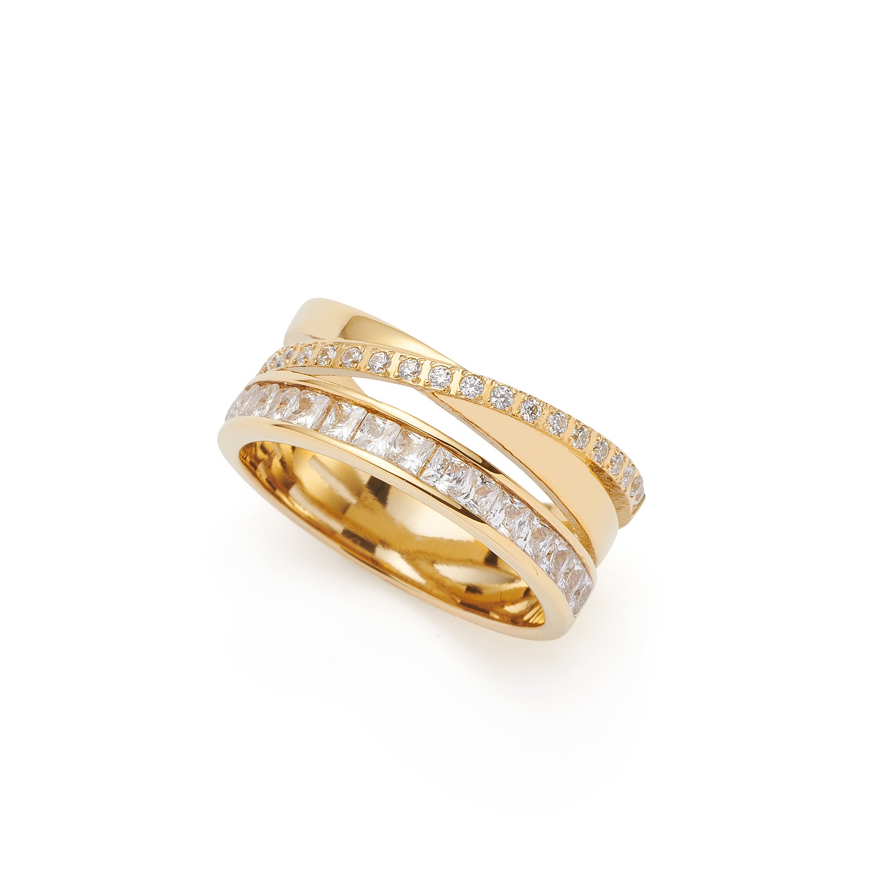 Ring SARAH 20 gold mit Zirkoniasteinen, goldfarben, Frontalansicht