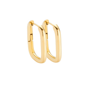 Creole BERNICE gold, Paar goldene Creolen mit ovalem Profil