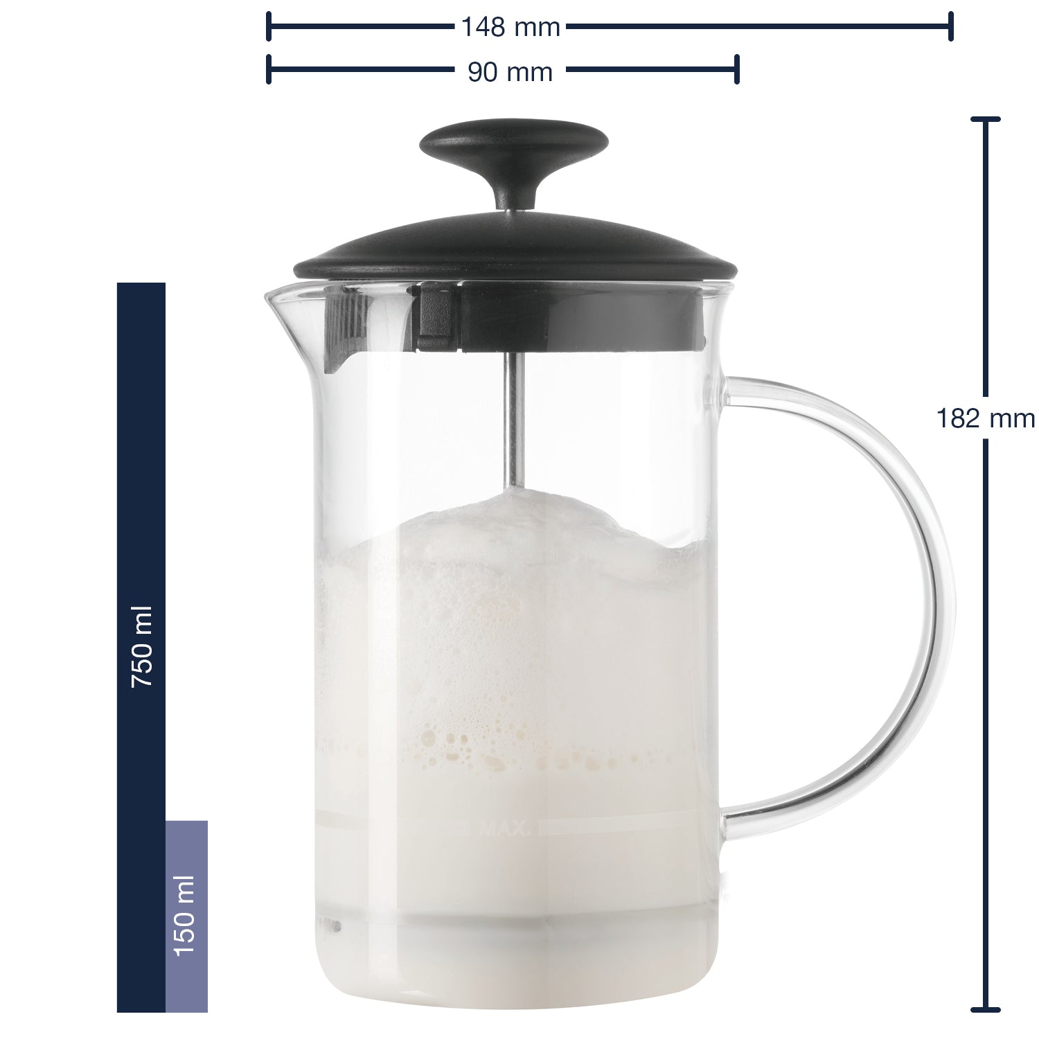 Massangaben zum Milchaufschäumer CAFFEE PER ME