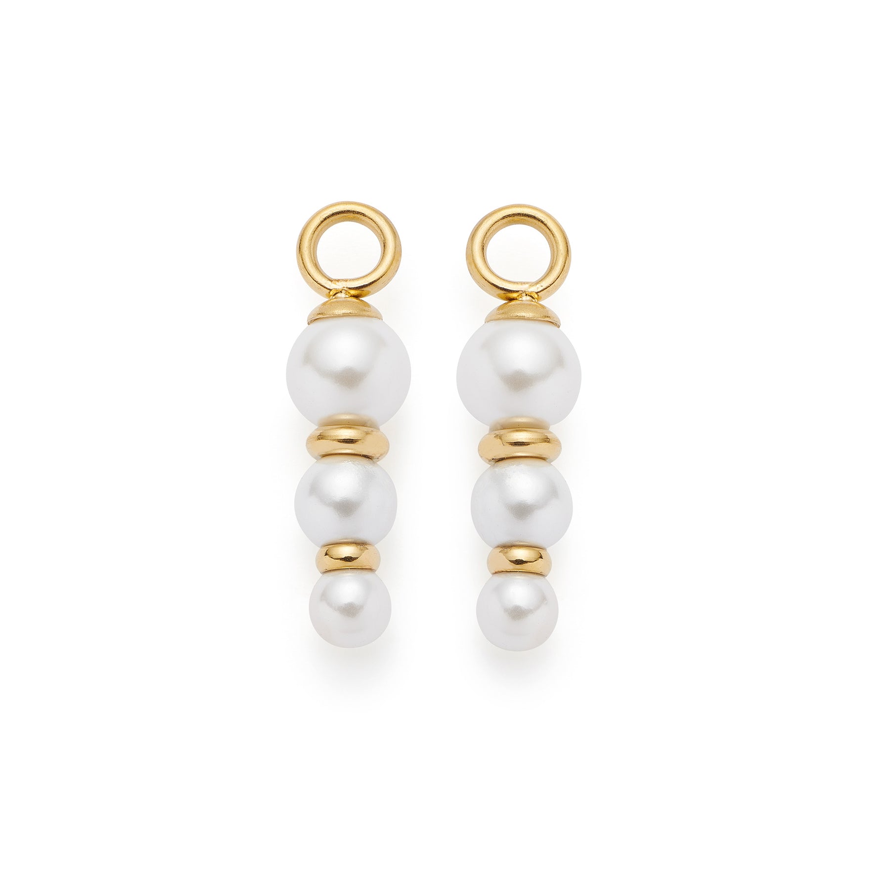 Set/2 Anhänger JUSTINE gold mit weißen Glaskugeln und goldfarbenen Zwischenelementen