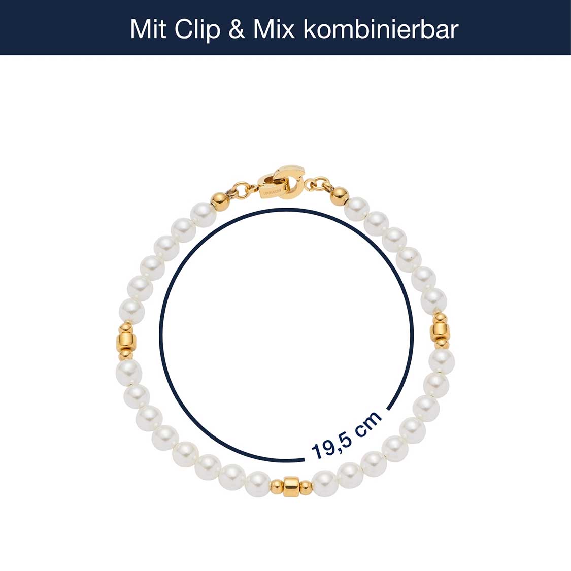 Massangaben zu Armband CHRISTA Clip & Mix gold