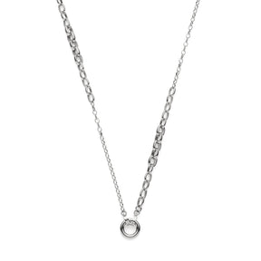 Halskette SUZANNE 80 cm Clip & Mix in Silber mit rundem Anhänger, Edelstahlkette auf weissem Hintergrund