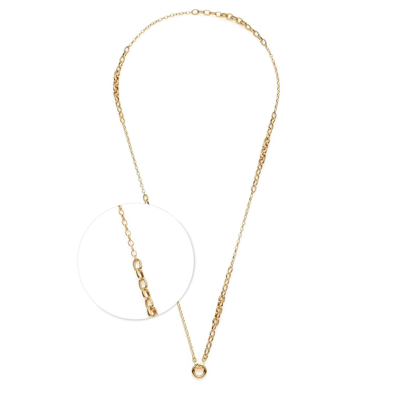 Halskette SUZANNE 80 cm gold, Detailausschnitt der Gliederkette und des Verschlusses