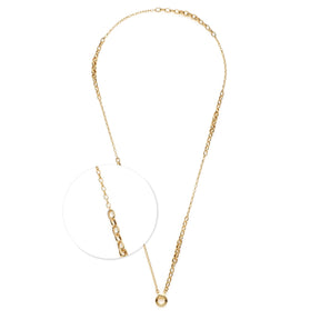 Halskette SUZANNE 80 cm gold, Detailausschnitt der Gliederkette und des Verschlusses