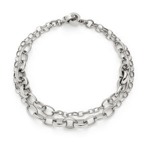 Armband SUZANNE Clip & Mix silber aus Edelstahl, Gliederkette mit Karabinerverschluss