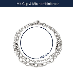 Massangaben zum Armband SUZANNE Clip & Mix, silberfarbene Gliederkette