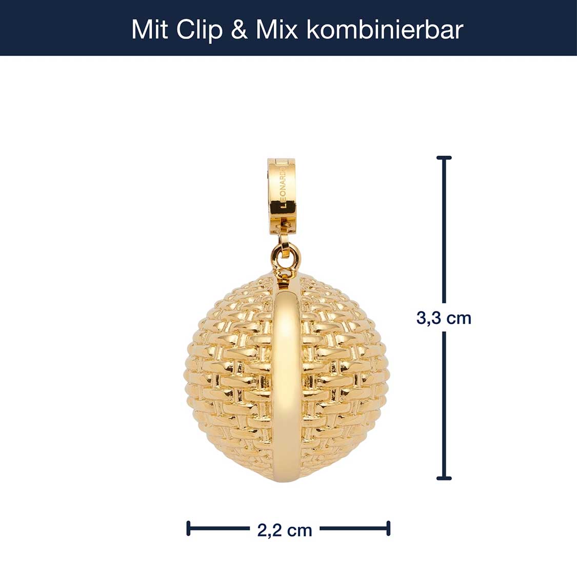Massangaben zu Anhänger PINOU Clip & Mix gold