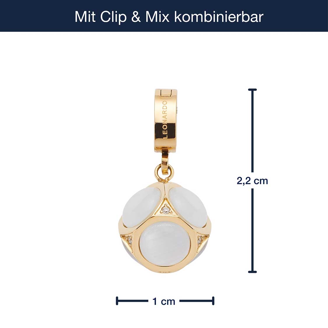 Massangaben zum Anhänger IDA Clip & Mix gold mit Clip-Verschluss