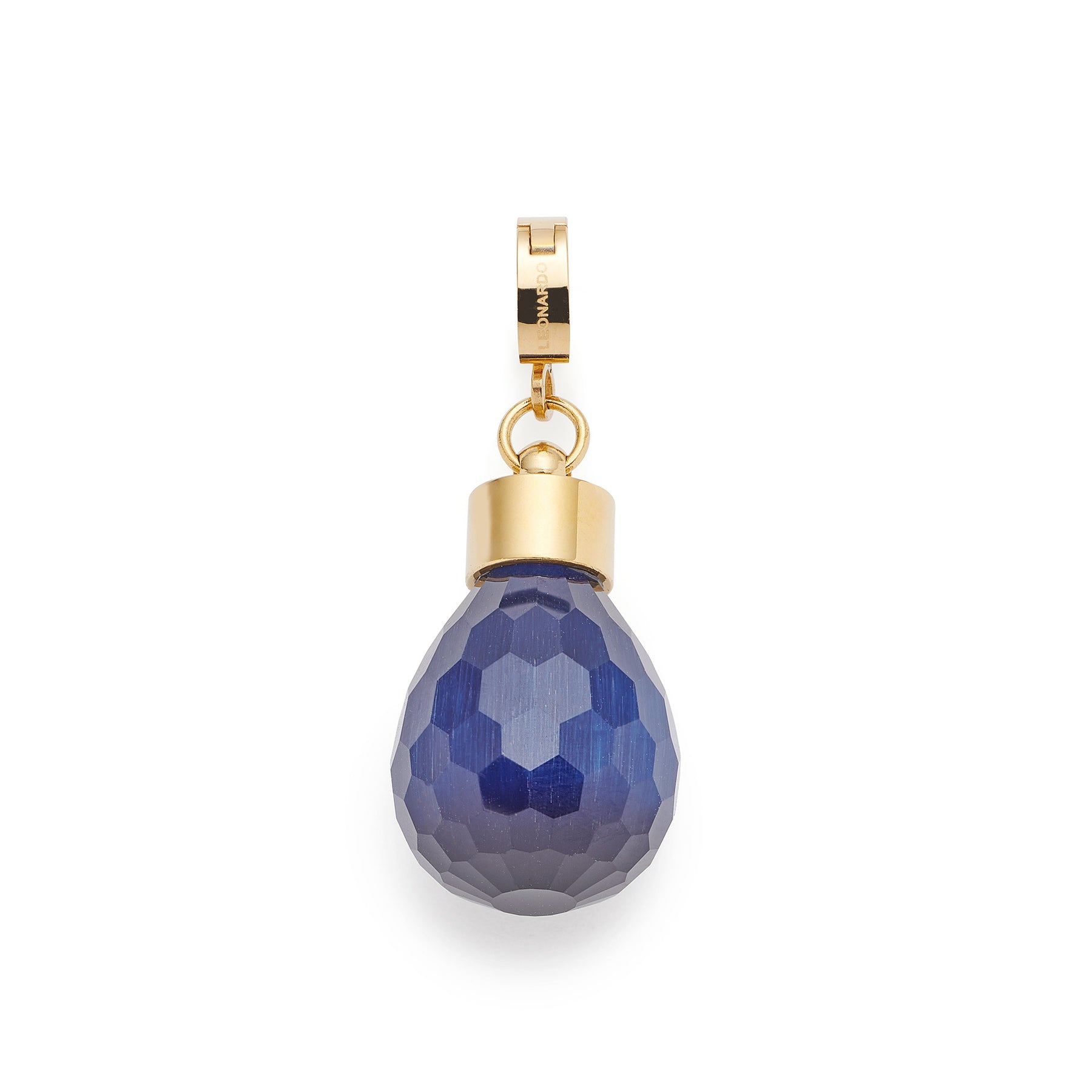 Anhänger BILOU Clip & Mix gold mit facettiertem blauem Stein und goldener Kappe