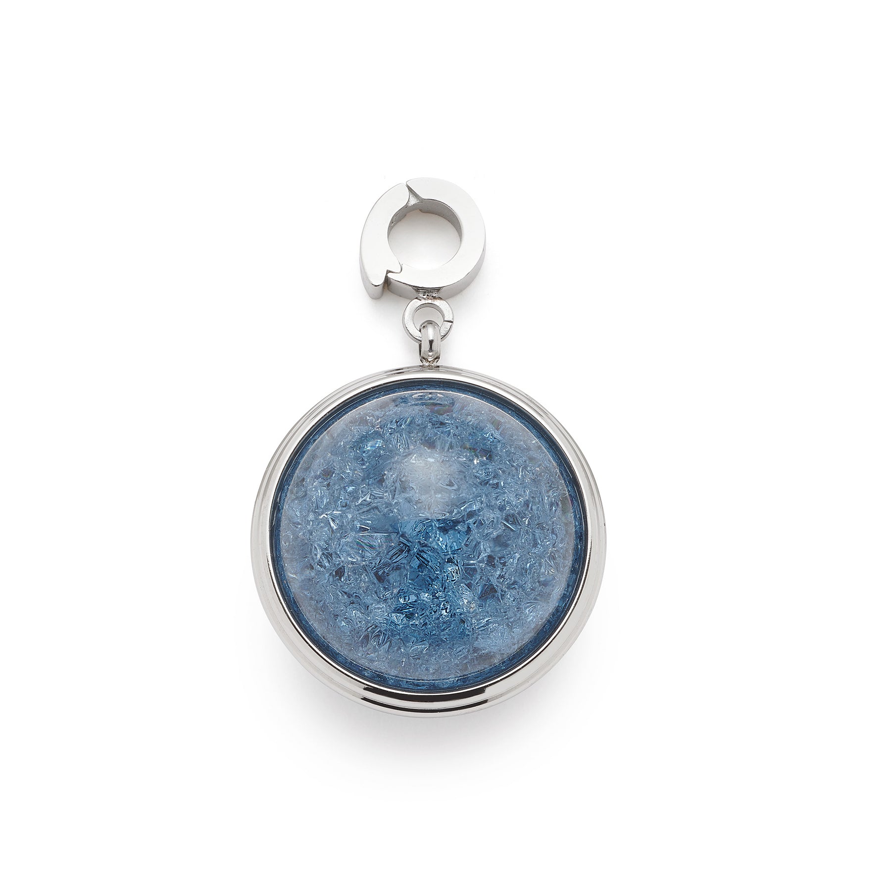 Anhänger SNOWBALL BLUE Clip & Mix mit silberner Fassung und blauem Glaskörper