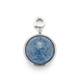 Anhänger SNOWBALL BLUE Clip & Mix mit silberner Fassung und blauem Glaskörper
