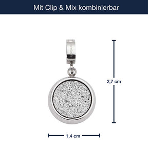 Massangaben zu Anhänger MAURINE Clip & Mix mit silbernem Rahmen und glitzerndem Achat