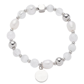 Armband HOPE mit Glasperlen, Metallperlen und rundem Gravuranhänger
