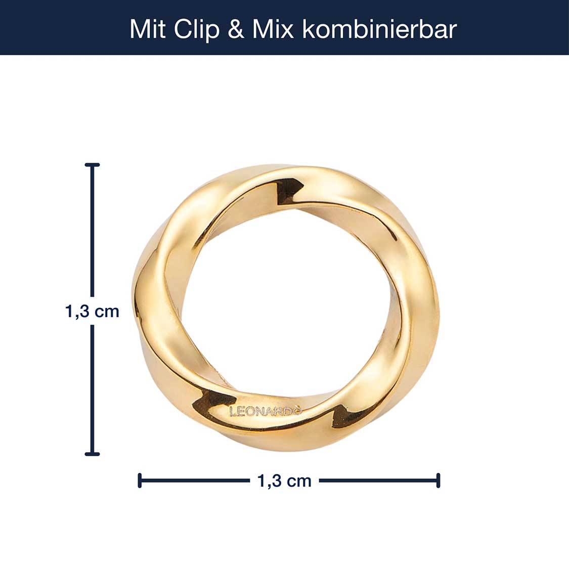 Massangaben zum Edelstahlring LOTTI Clip & Mix gold